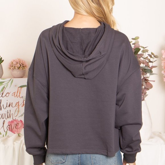 HEART STITCHED HOODIE Sweatshirt Hoodie NEW - Picture 3 of 3